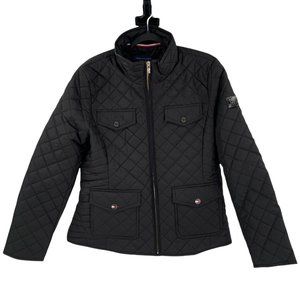 Tommy Hilfiger Coat Size Large Quilted Black Lightweight